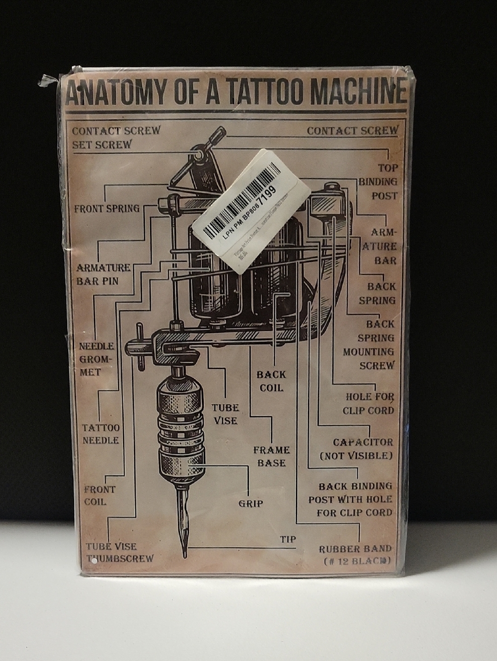 Anatomy of a Tattoo Machine Art Print - Brown & Black.  little Bend